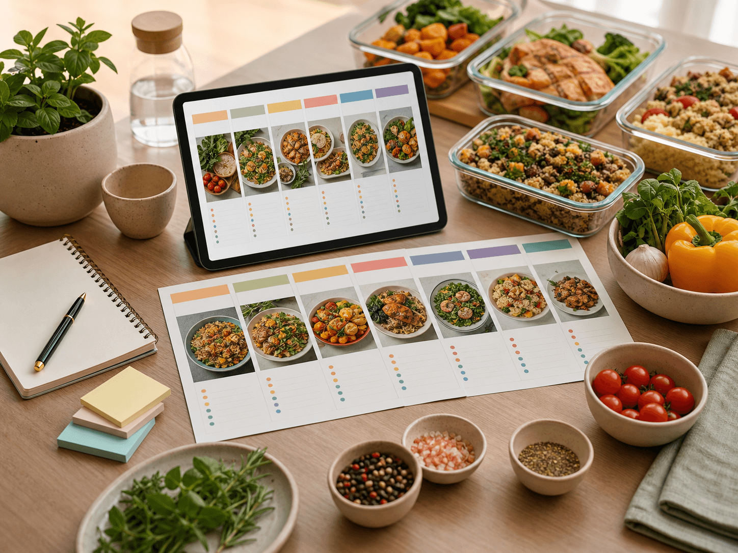 Weekly meal planner board